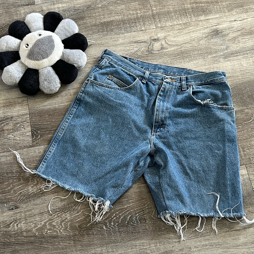 Distressed Blue Denim Shorts